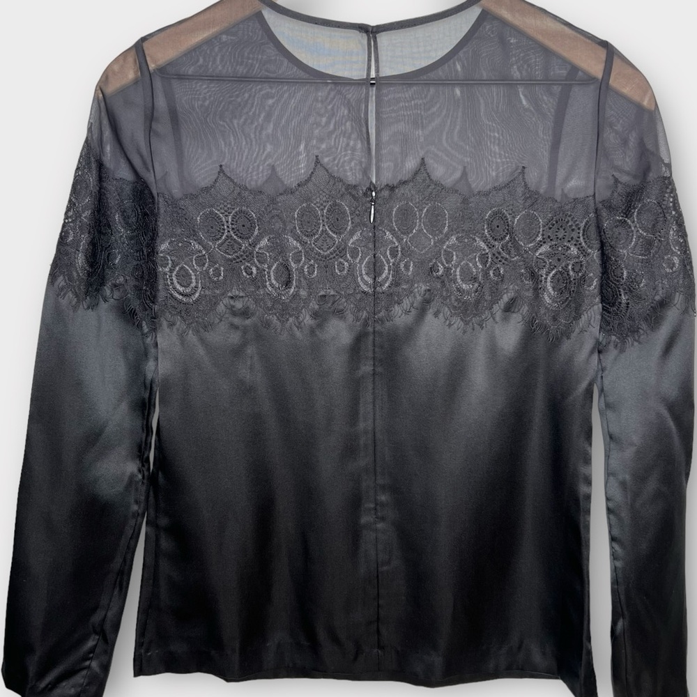 TORY BURCH Silk Ingrid Lace Long Sleeve Blouse